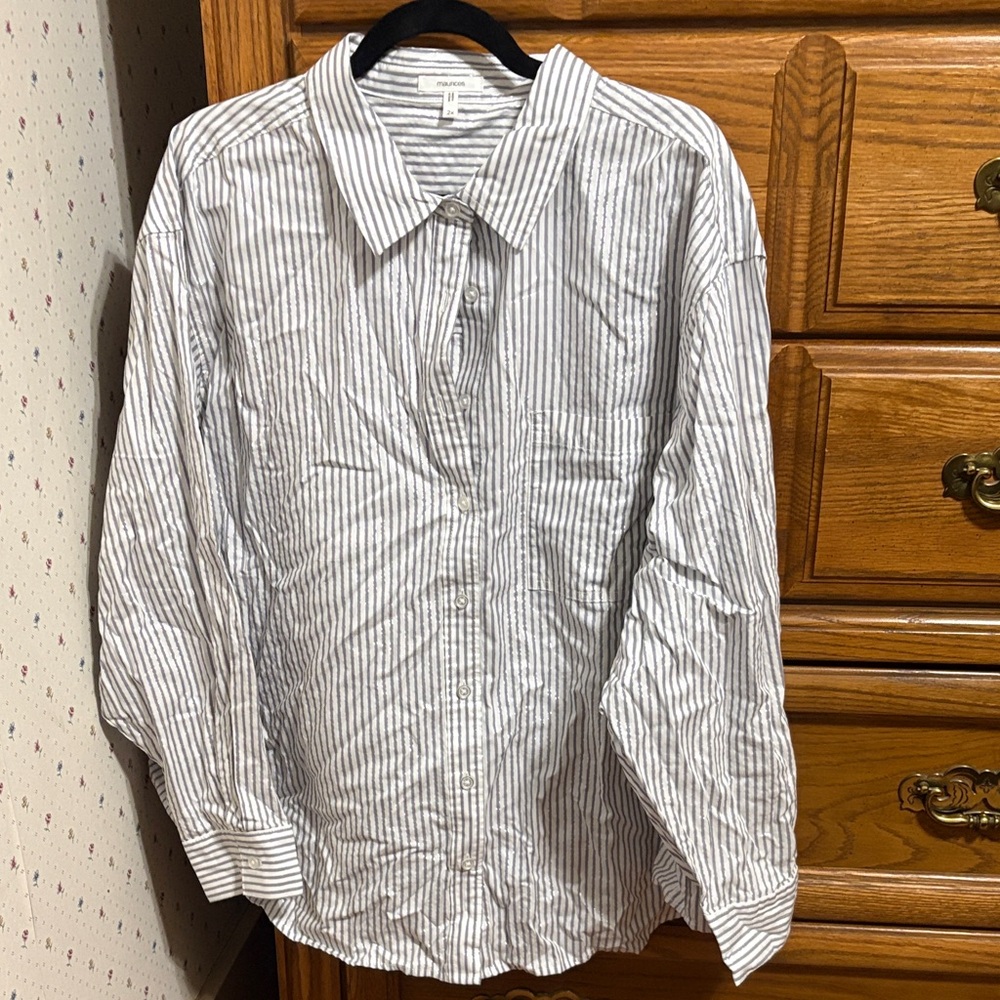 Maurices White and Gray Striped Men's Shirt